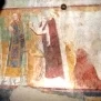 --Parete sinistra registro superiore, santa con libro in mano, san Lorenzo e Sisto II
