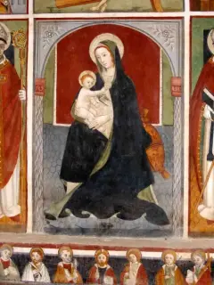 Madonna e Bambino con uccellino (rondine o lucherino) - Cappella di San Bernolfo a Mondovì
