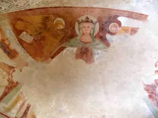 Catino absidale - Maria in Maestà con aquila ed angelo (Giovanni e Matteo) - Cappella di San Bernolfo a Mondovì