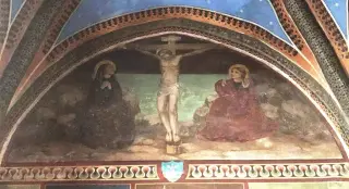 Madonna, Cristo Crocifisso e San Giovanni apostolo - Chiesa di Sant'Antonio Abate a Mombaruzzo