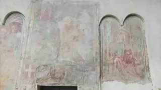 Affreschi in facciata - Chiesa di Saint-Solutor a Issogne