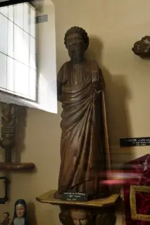 Interno, statua di S Pietro del XV secolo - Parrocchiale di Saint-Barthélemy a NusFrazione Lignan