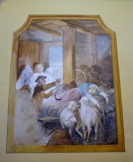 Panacea soccorsa nella stalla dopo le violenze subite dalla matrigna - Chiesa della Beata Panacea al Monte a Quarona