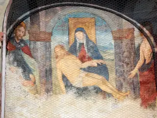 Cristo morto tra i Santi Sebastiano e  Rocco - Pilone di San Sebastiano e San Rocco a Ruffia