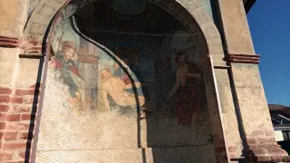 Cristo morto tra i Santi Sebastiano e  Rocco - Pilone di San Sebastiano e San Rocco a Ruffia