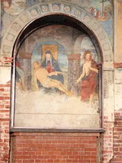 Cristo morto tra i Santi Sebastiano e  Rocco - Pilone di San Sebastiano e San Rocco a Ruffia