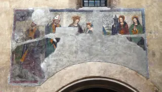 Affresco in facciata Madonna con Santi - Cappella di San Grato a Aosta