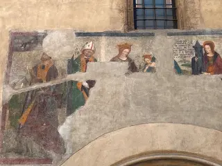 Santi Nicola, Grato e Caterina e bambino - Cappella di San Grato a Aosta