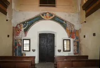 Affreschi controfacciata: Annunciazione e Padreterno - Oratorio di Sant'Antonio Abate a Fontaneto d'AgognaFrazione Sant'Antonio