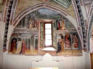 Sacra Famiglia in viaggio e allontanam. di Gesù (alto), Gesù al Tempio tra i Dottori (basso) - Chiesa della Madonna della Stella a Pianezza