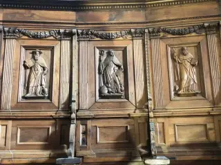 Coro, dettagli - Chiesa di Santa Croce e Tutti i Santi a Bosco Marengo