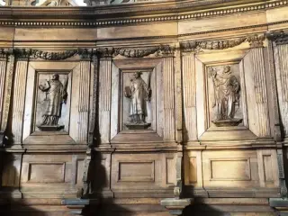 Coro, dettagli - Chiesa di Santa Croce e Tutti i Santi a Bosco Marengo