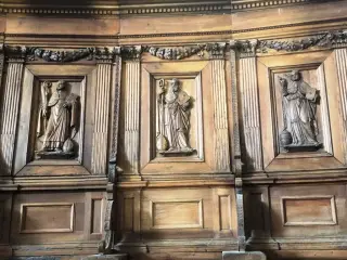 Coro, dettagli - Chiesa di Santa Croce e Tutti i Santi a Bosco Marengo
