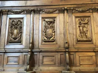 Coro, dettagli - Chiesa di Santa Croce e Tutti i Santi a Bosco Marengo