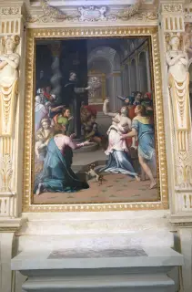 Sant'Antonio esorcizza un'indemoniata di ignoto - Chiesa di Santa Croce e Tutti i Santi a Bosco Marengo