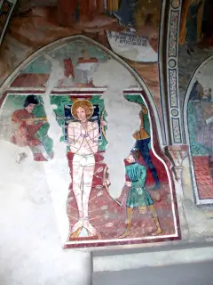 Parete di fondo al centro, san Sebastiano - Cappella di San Sebastiano a Pianezza