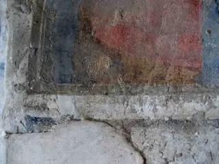 Graffiti parete di destra, nodo di Salomone e data 1562 - Cappella di San Sebastiano a Pianezza