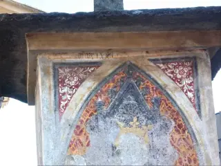 dettaglio con la data MCCCCLXXI - Pilone di San Giovanni a Piasco