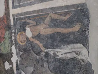 San Giacomo parte per il deserto dettaglio - Cappella di San Giacomo a Busca