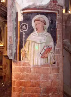 Pilastro penultima campata navata laterale sinistra, santo abate - Ex Parrocchiale di Santa Caterina a Villanova MondovìFrazione Villa