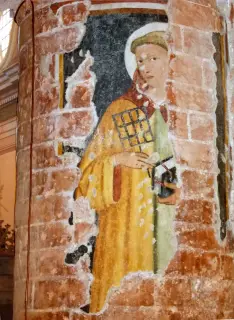 Navata sinistra, pilastro tra la quinta e sesta campata, san Lorenzo - Ex Parrocchiale di Santa Caterina a Villanova MondovìFrazione Villa