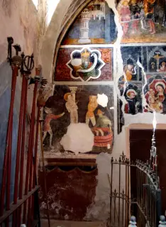 Storie di san Sebastiano, dettaglio - Ex Parrocchiale di Santa Caterina a Villanova MondovìFrazione Villa