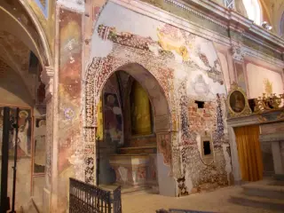 Presbiterio lato sinistro, Santa Caterina converte i dottori e cappella Natività - Ex Parrocchiale di Santa Caterina a Villanova MondovìFrazione Villa