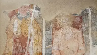 San Sebastiano Affresco staccato (Museo Biella) - Chiesa dei Santi Fabiano e Sebastiano a Ponderano