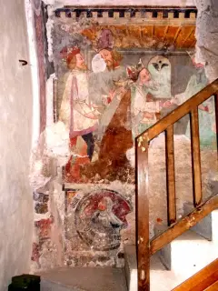 Affreschi cella alla  base del campanile, parete nord - Parrocchiale di Sant'Andrea a Brossasco