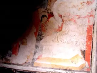 Affreschi cella alla  base del campanile, particolare - Parrocchiale di Sant'Andrea a Brossasco