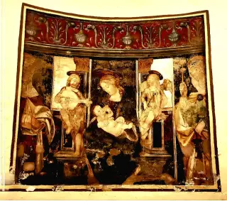 Affresco Madonna del Latte tra angeli musicanti - Chiesa di San Vittore a Asigliano Vercellese