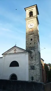 Facciata e campanile - Chiesa di Santa Croce a Lanzo Torinese