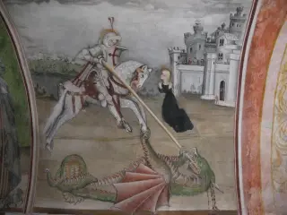 San Giorgio che trafigge il drago - Cappella di San Giulio a LemieFrazione Forno