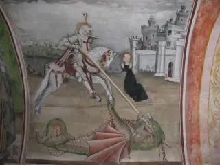 San Giorgio che trafigge il drago - Cappella di San Giulio a LemieFrazione Forno