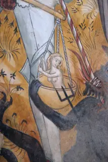 San Michele dettaglio pesa delle anime - Oratorio di San Martino a Vicolungo