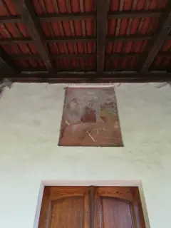 Affresco sopra la porta - Oratorio della Trinità a Sagliano Micca