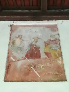 Affresco sopra la porta - Oratorio della Trinità a Sagliano Micca