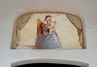 Affresco sopra la lunetta - Chiesa della Madonna di Cerniori o Santa Maria de Cerniori a RoasioFrazione Curavecchia