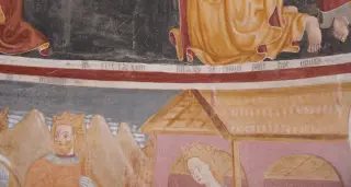 Data e firma pittore - Oratorio o Chiesa di Santa Maria di Linduno o Lindeno a MomoFrazione Linduno