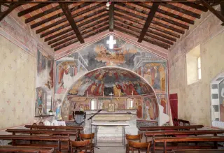Interno - Oratorio o Chiesa di Santa Maria di Linduno o Lindeno a MomoFrazione Linduno