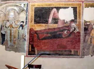 Presbiterio, parete Nord, dormitio Virginis - Cappella di Santa Maria Assunta o della Stella a MacelloFrazione Stella