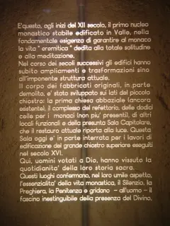 Pannello illustrativo - Convento o Certosa dell' Assunta a Chiusa di PesioFrazione Certosa di Pesio