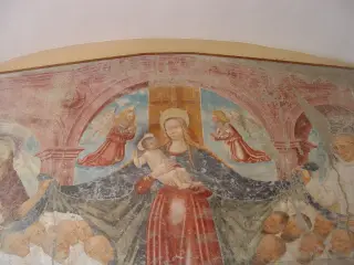 Affresco Madonna con San Bruno e San Giovanni - Convento o Certosa dell' Assunta a Chiusa di PesioFrazione Certosa di Pesio