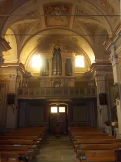 Interno verso controfacciata - Parrocchiale della Natività di Maria Santissima a Aisone