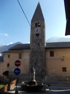 Campanile lato nord - Parrocchiale della Natività di Maria Santissima a Aisone