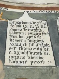 Affresco - dettaglio firma autore - Chiesa di Santa Maria di Campagna a Garbagna Novarese