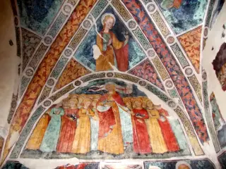 Vela e parete Nord, affreschi - Chiesa di San Giovanni Battista a Caraglio