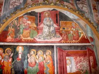 Cappella antica, parete sinistra, storie della Vergine, lunetta - Cappella della Madonna del Castello a Caraglio