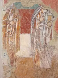 Abside, fascia inferiore, santi o apostoli epoca romanica - Cappella di Santa Maria Maddalena a Bernezzo