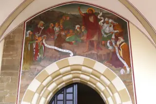 Affresco sopra il portale - Parrocchiale di San Giovanni a Bossolasco